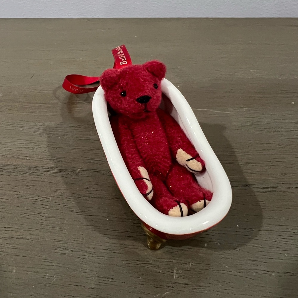 Bath & Body Works Bear in Red Tub Ornament